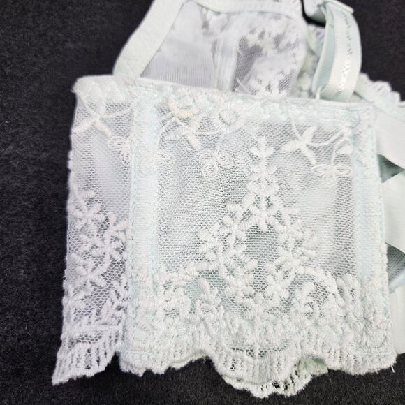 Intimately Free People Daydreamer Bra 32D Lace Underwire Unlined Ice Fog Sheer - Picture 8 of 16